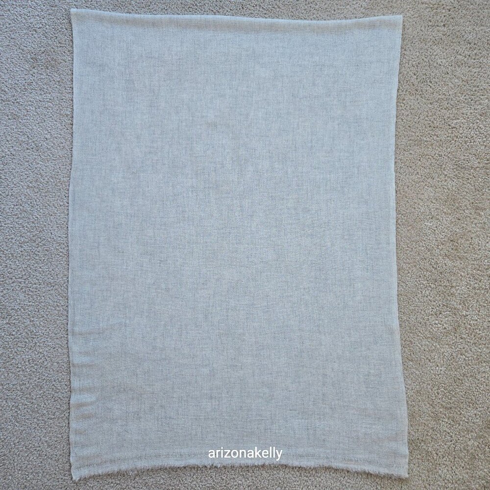 Lightweight Cashmere Woven Scarf with Open Weave Detail at Ends Oatmeal Cream - Picture 2 of 11